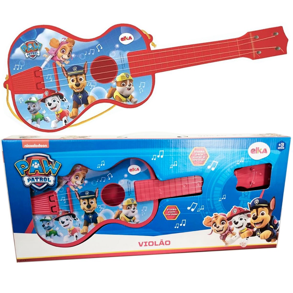 Violão Patrulha Canina Violãozinho Brinquedo Musical Menino e Menina Elka