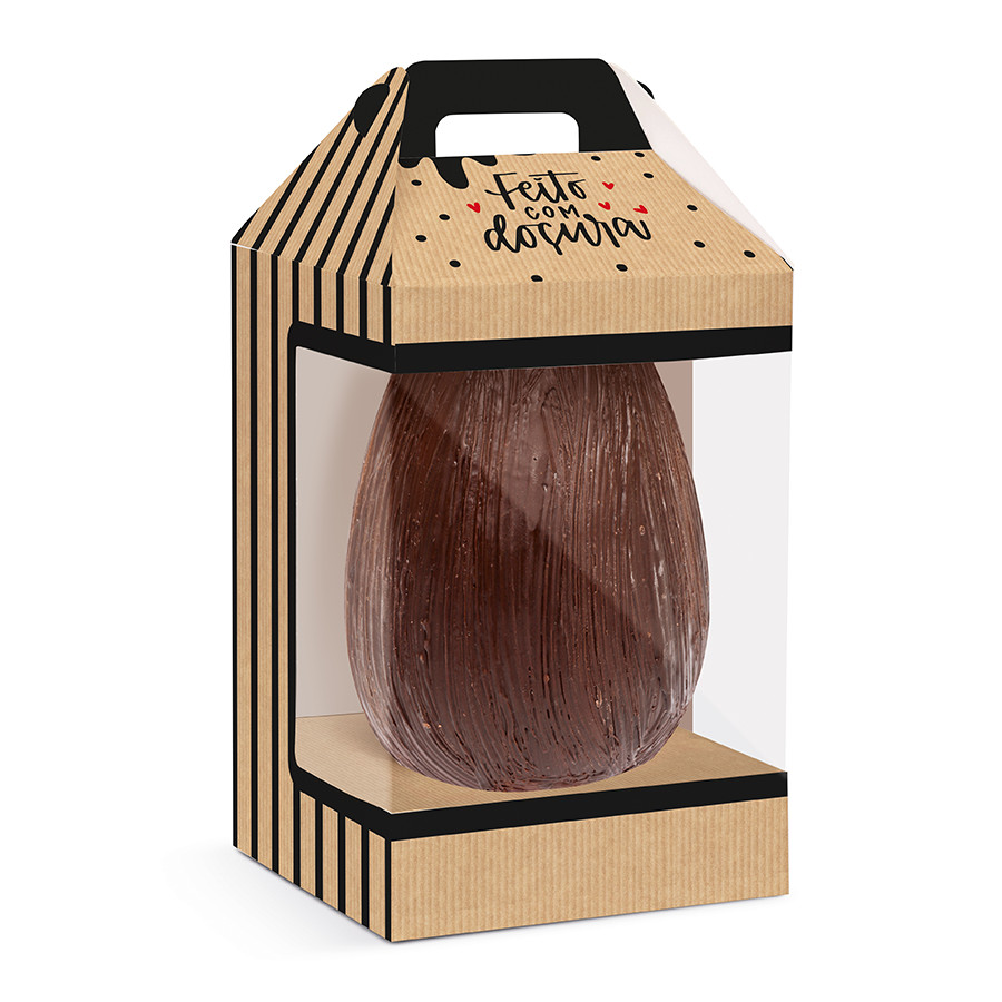 Caixa New Maleta para Ovo com Visor Kraft Doçura - 06 Unidades - Cromus - Rizzo Páscoa