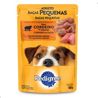 Kit 18 Sachês Pedigree Cães Adulto Raças Pequenas Alimento Úmido Sabor Cordeiro ao Molho 100g em Oferta na Shopee