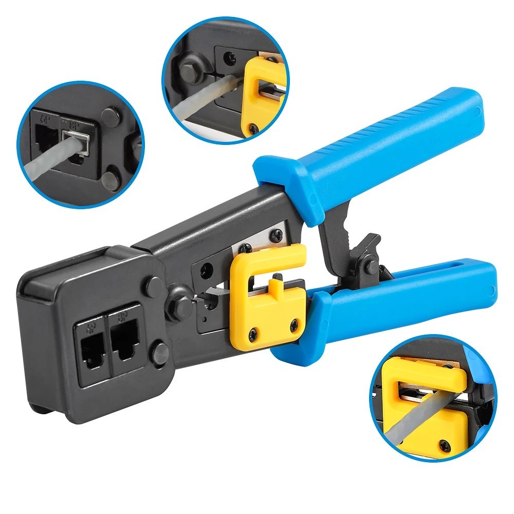 Detalhes do Alicate Decapador Crimpagem Rede RJ45 RJ11 RJ12 Multi Função EZ Crimp