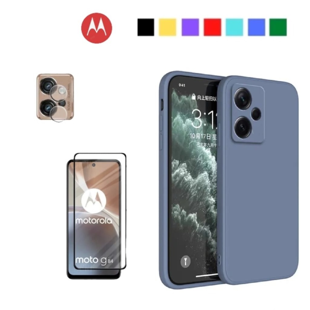 película Vidro 3d +Vidro de câmera moto g54 g84 g34 g24 g04 g14 +case capa funde silicone líquido
