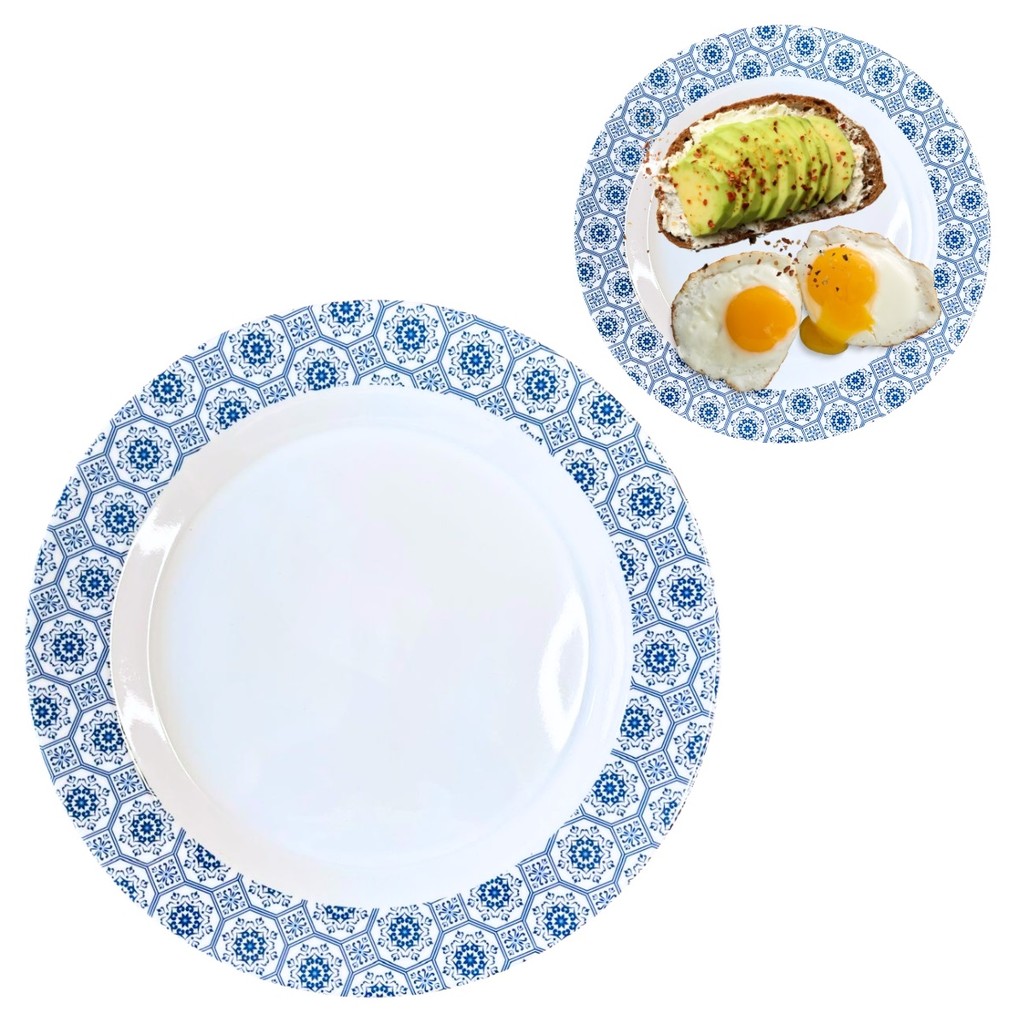 Prato Raso em Melamina Grande Para Refeição e Sobremesa 27,5cm