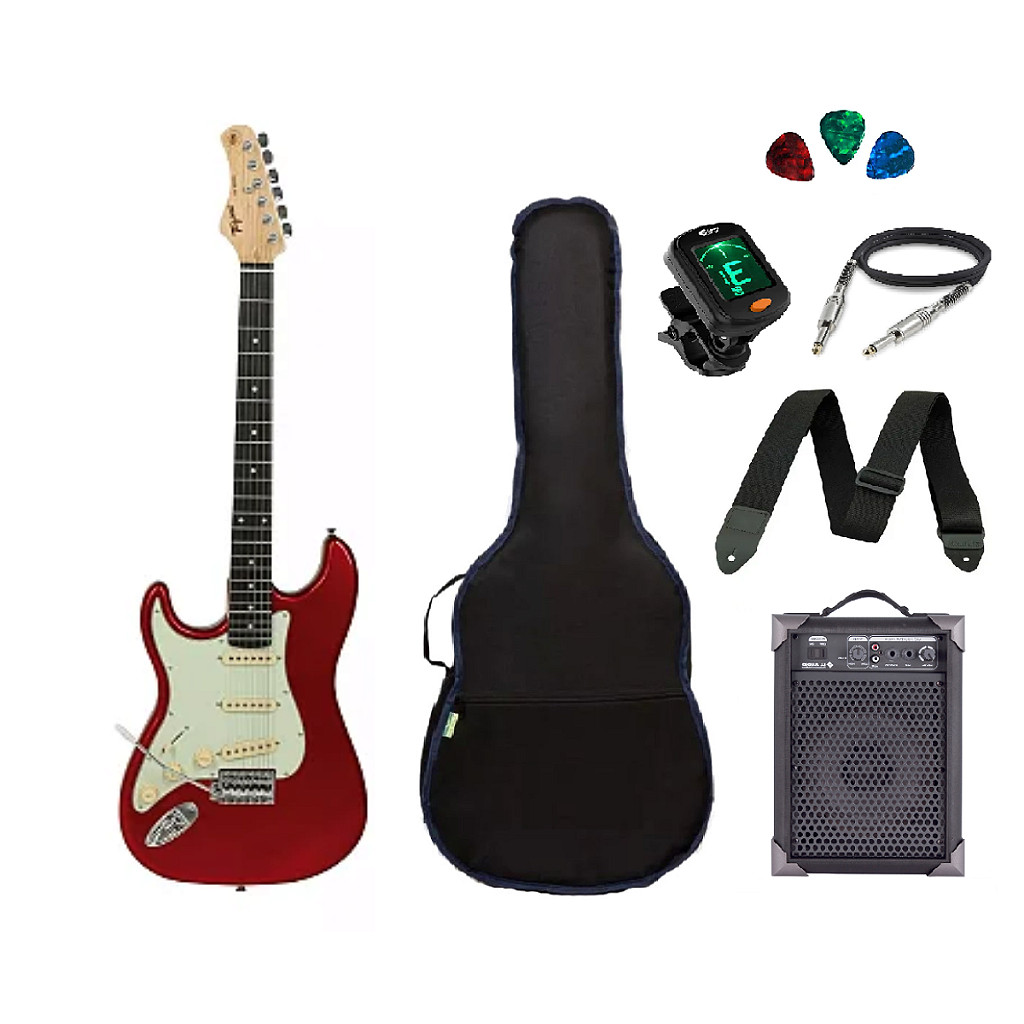 Kit Guitarra Tagima TG500 Candy Apple para Canhoto + Amplificador