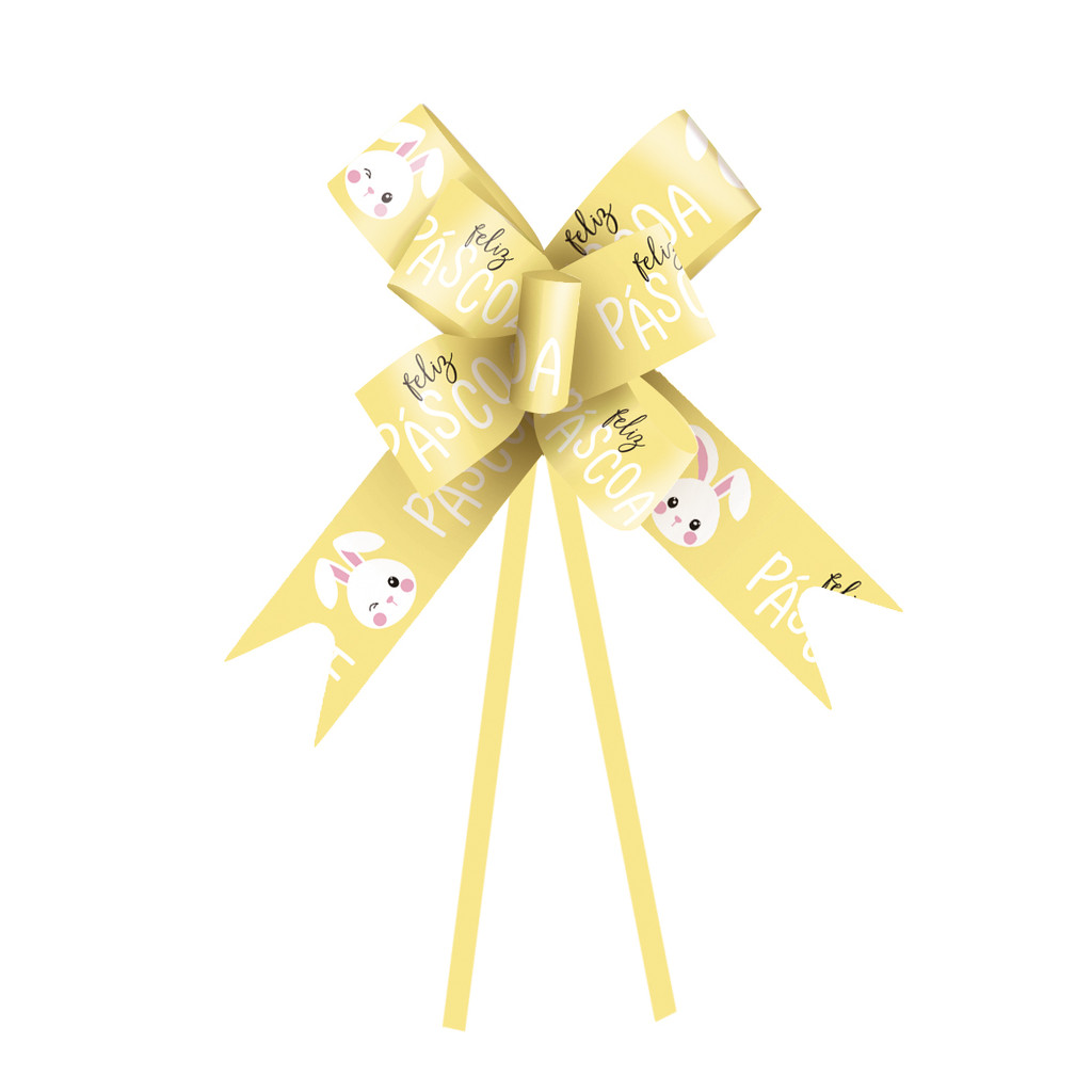 Laço Fácil - Feliz Páscoa Amarelo - 10 Unidades - Cromus Páscoa - Rizzo - Stationery