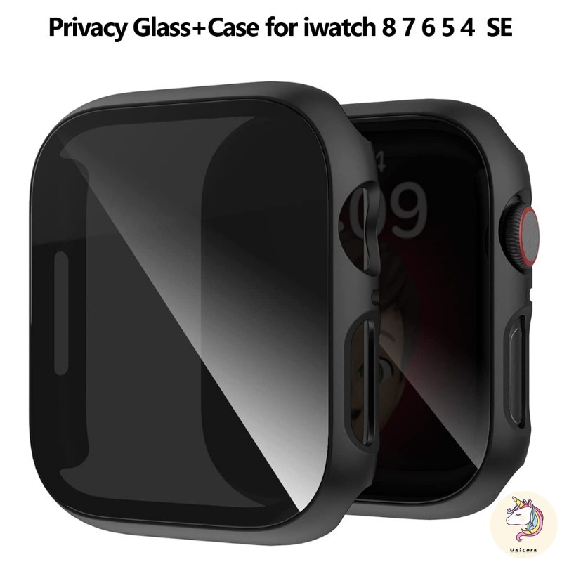 Vidro De Privacidade + Capa Para Apple Watch 45mm 41mm 44mm 40mm 46mm 42mm Protetor De Tela Temperado Anti-Espionagem iW