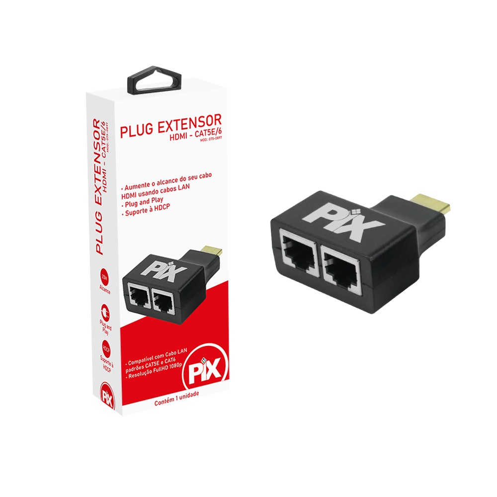 Par De Extensor De Cabo Hdmi 20 Metros Passivo Utp Rj45