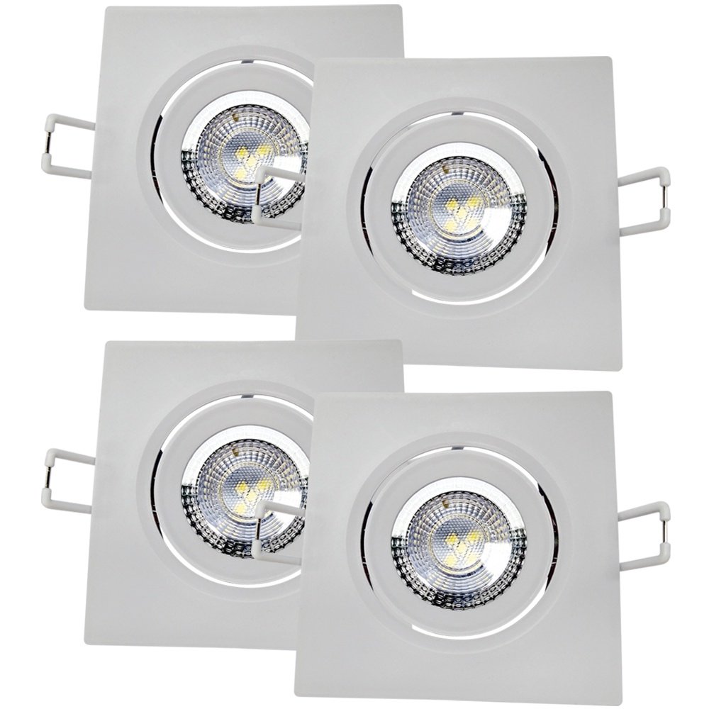 4 Spot Led Quadrado Embutir 5w Luz Branco Frio 6500k Bivolt Avant