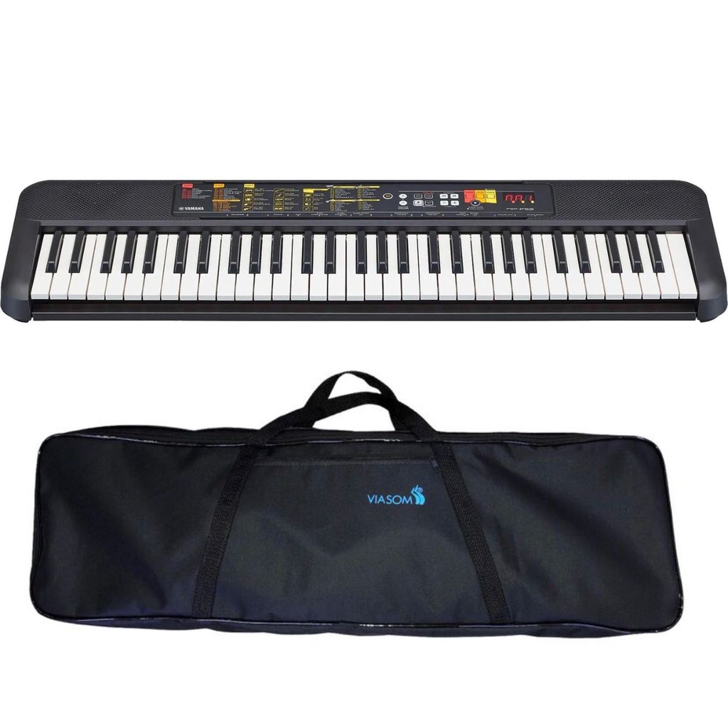 Kit Teclado Musical Arranjador Yamaha PSR-F52 + Bag Viasom C5S C/ Alça + Fonte Bivolt