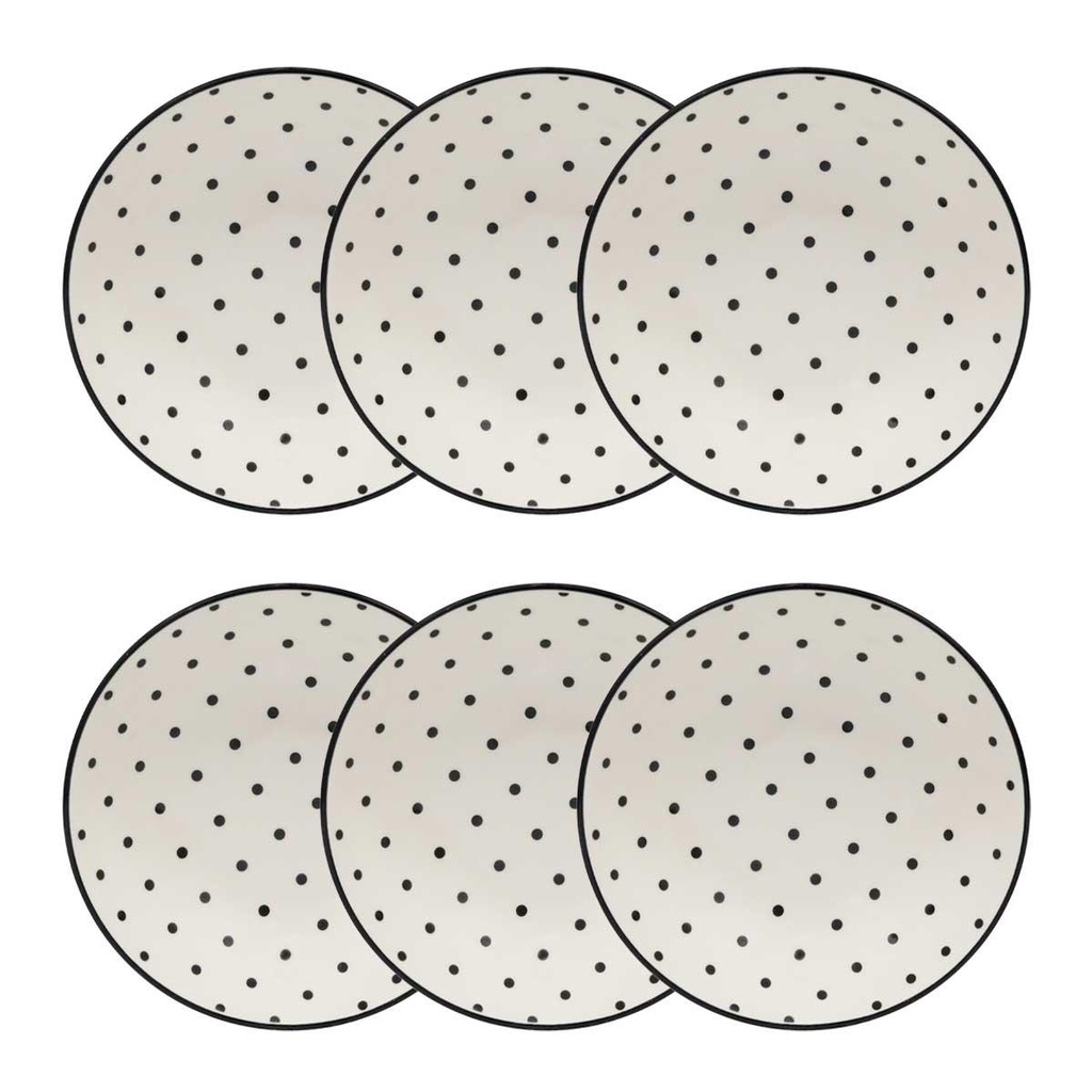 Jogo de 6 Pratos Fundos 20,5 Cm Oxford Unni Stripes And Dots em Oferta na Shopee