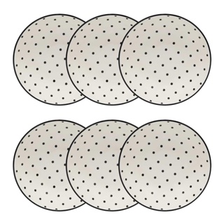 Jogo de 6 Pratos Fundos 20,5 Cm Oxford Unni Stripes And Dots em Oferta na Shopee