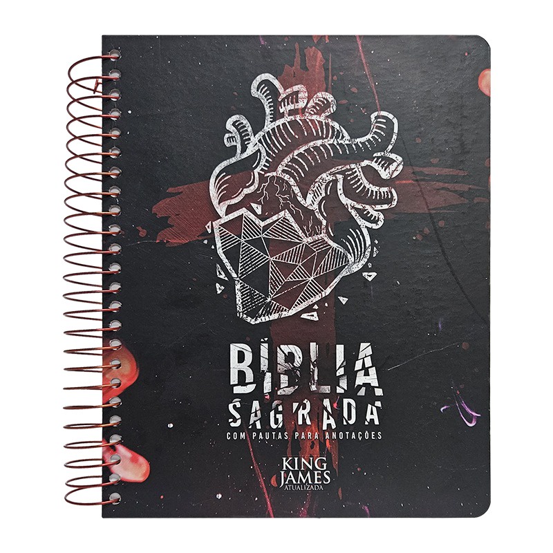 Bíblia Sagrada KJA | Com Espaço para Anotações | Letra Normal | Espiral | Coração de Pedra