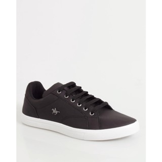 Tênis Masculino Casual Com Aplique Cadarço Preto