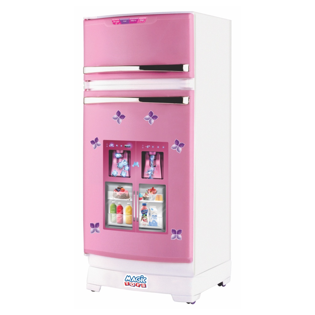 Geladeira De Brinquedo Infantil Grande Com Acessórios Cozinha Rosa