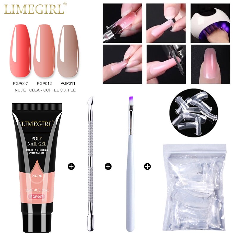 Limegirl kit 4 De Unhas De Poligegel Rapidamente/Polygel/pusher/Extensão Do Dedo De Unha