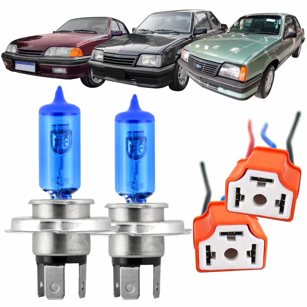 Kit Chicote Cerâmica Lâmpada H4 Sup Branca Monza Tubarão 1988 89 À 1996