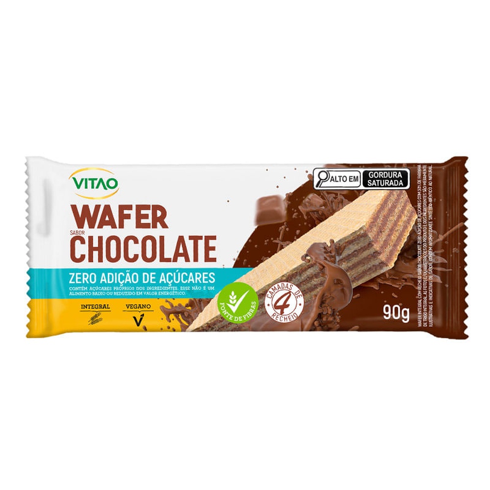 Imagem Wafer Chocolate Zero Açúcar Vitao 90 g - Vegano