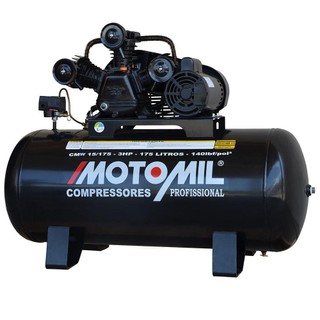 Compressor de Ar Profissional Bivolt 15 Pés Motor 3,0HP 175 Litros - Motomil em Oferta na Shopee