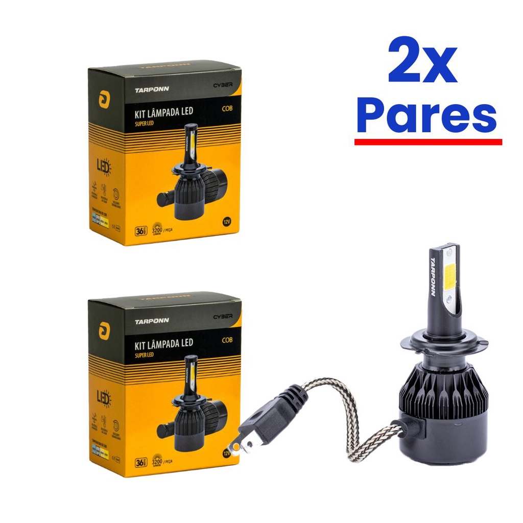 Kit 4 Lâmpadas Tarponn Super Led Cyber H7 36w E 3200lm 6000K em Oferta na Shopee