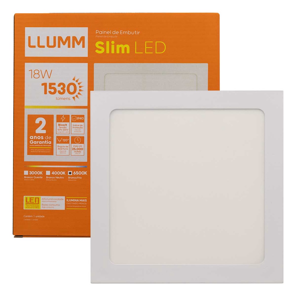 Plafon Led De Embutir Quadrado 18w Bronzearte Llum 6500k em Oferta na Shopee