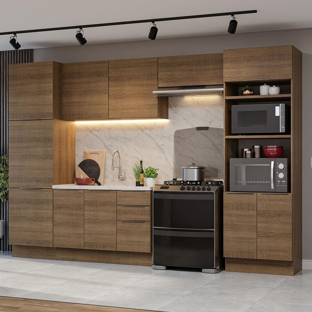 Armário de Cozinha Completa 330cm Rustic Stella Madesa 02 em Oferta na Shopee