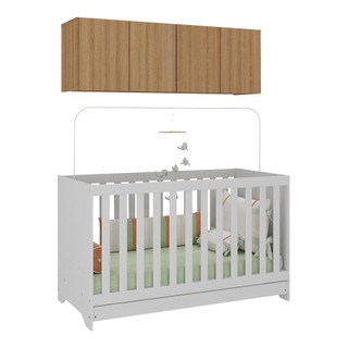 Berço 3 em 1 com Colchão e Armário Aéreo 4 portas Multimóveis MP4158 em Oferta na Shopee