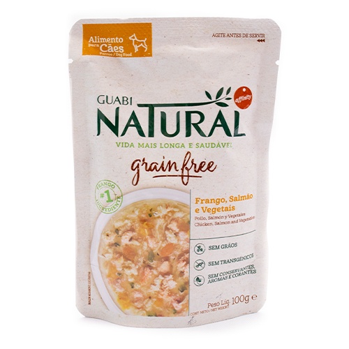 Ração Úmida Guabi Natural Grain Free para Cães Adultos sabor Salmão e Frango 100g