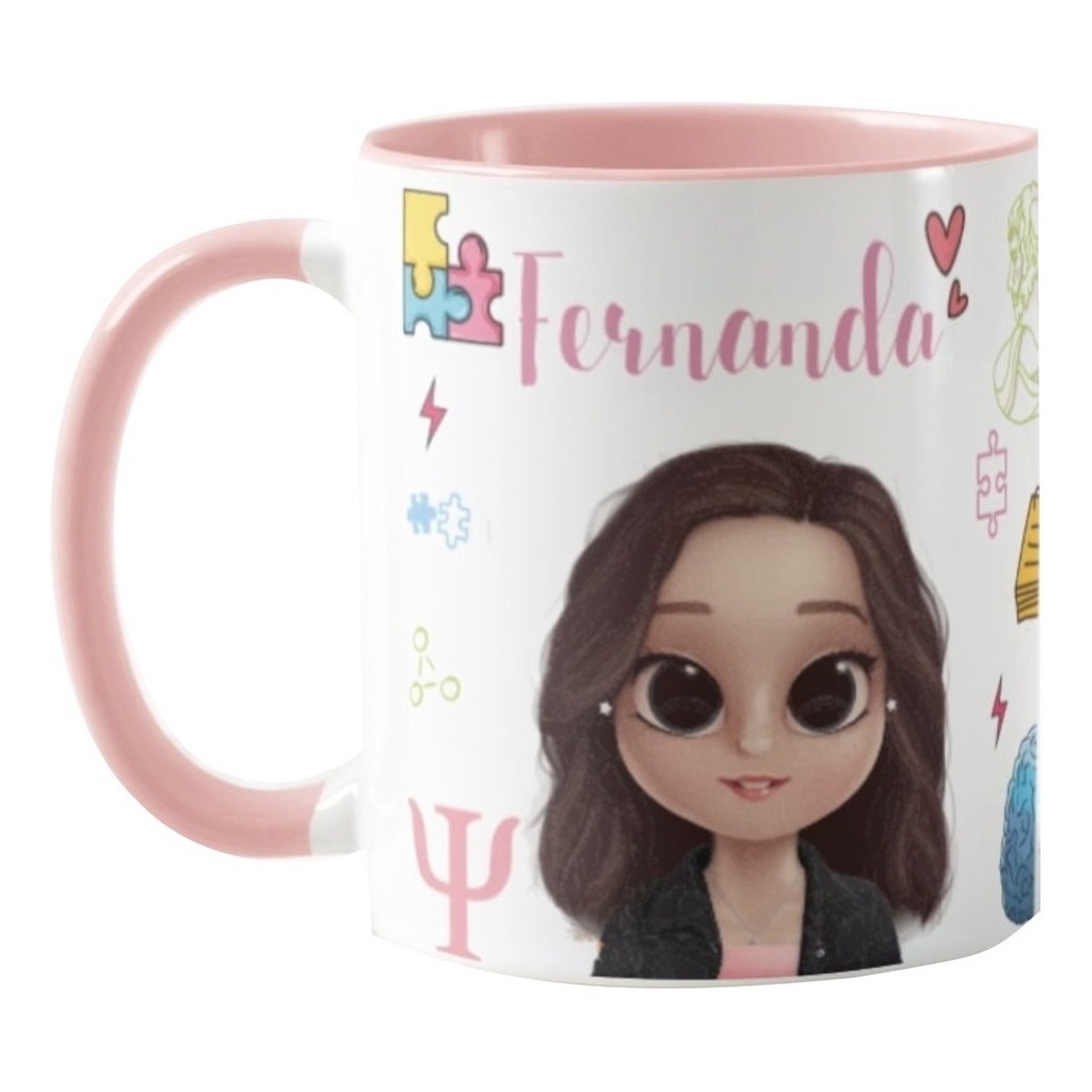 Caneca Psicologa Psicologia Com Avatar E Nome Personalizados