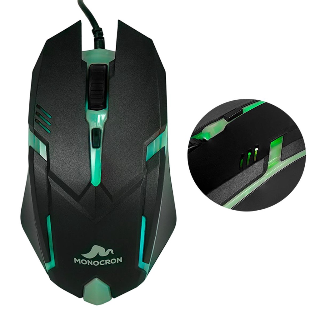 Mouse com Cabo USB Monocron MN809D Preto 1.000dpi em Oferta na Shopee