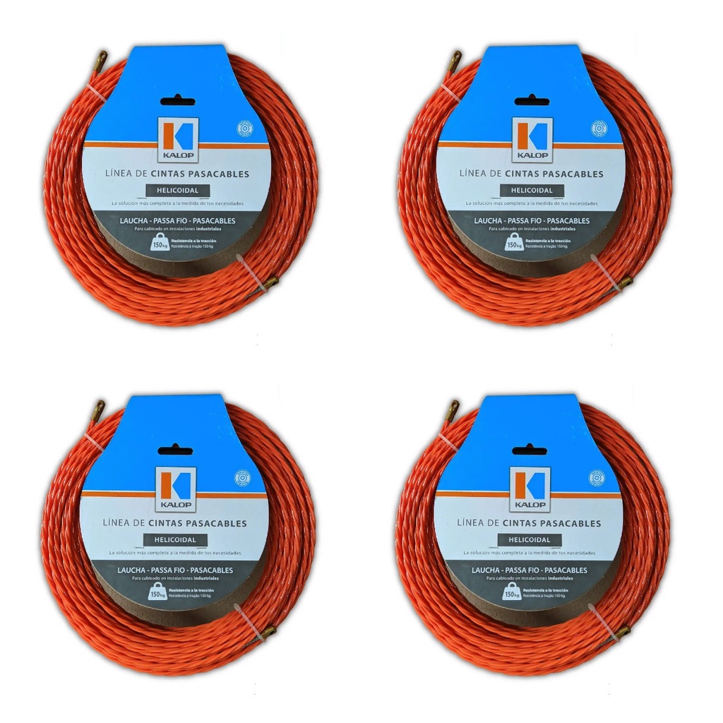 Kit com 4 Guia Passa Fio Profissional Resistente 20m Kalop