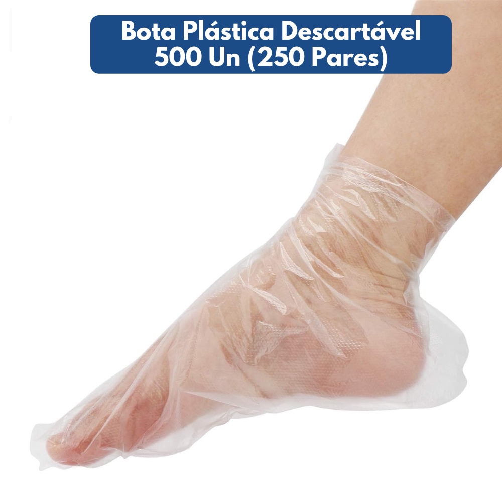 500 Botas Plásticas Descartável Reutilizável Pedicure Podologia Inoven Sem Creme Estética