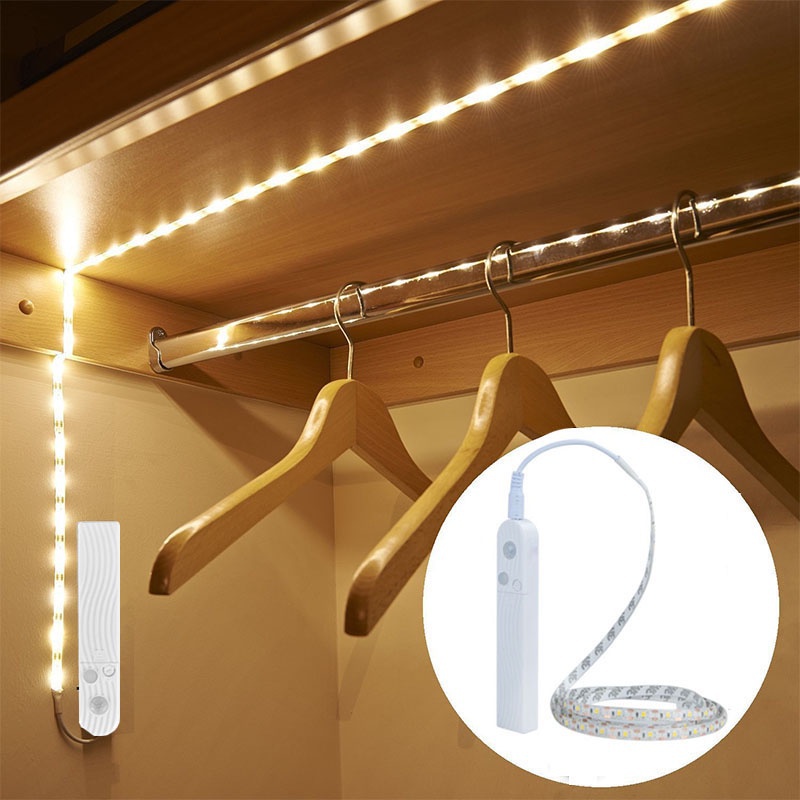 1/2/3M fita LED com sensor de movimento cozinha lâmpada de parede armário sob a cama Home Lighting