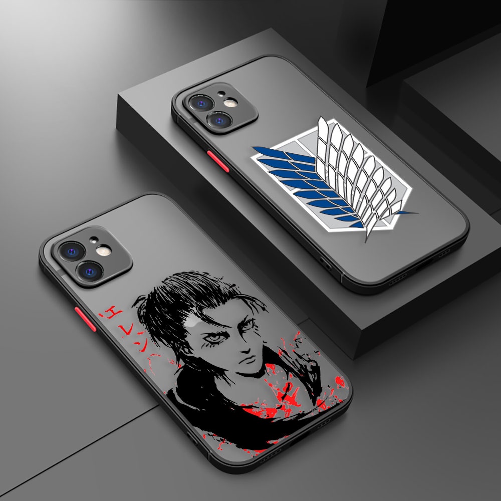 Capa De Celular Fosca SNK Attack On Titan Homem Legal E Logo Para Apple iPhone 15 14 11 12 13 Pro Mini XS X Max XR 7 8 6 6S Plus SE 2020 2022