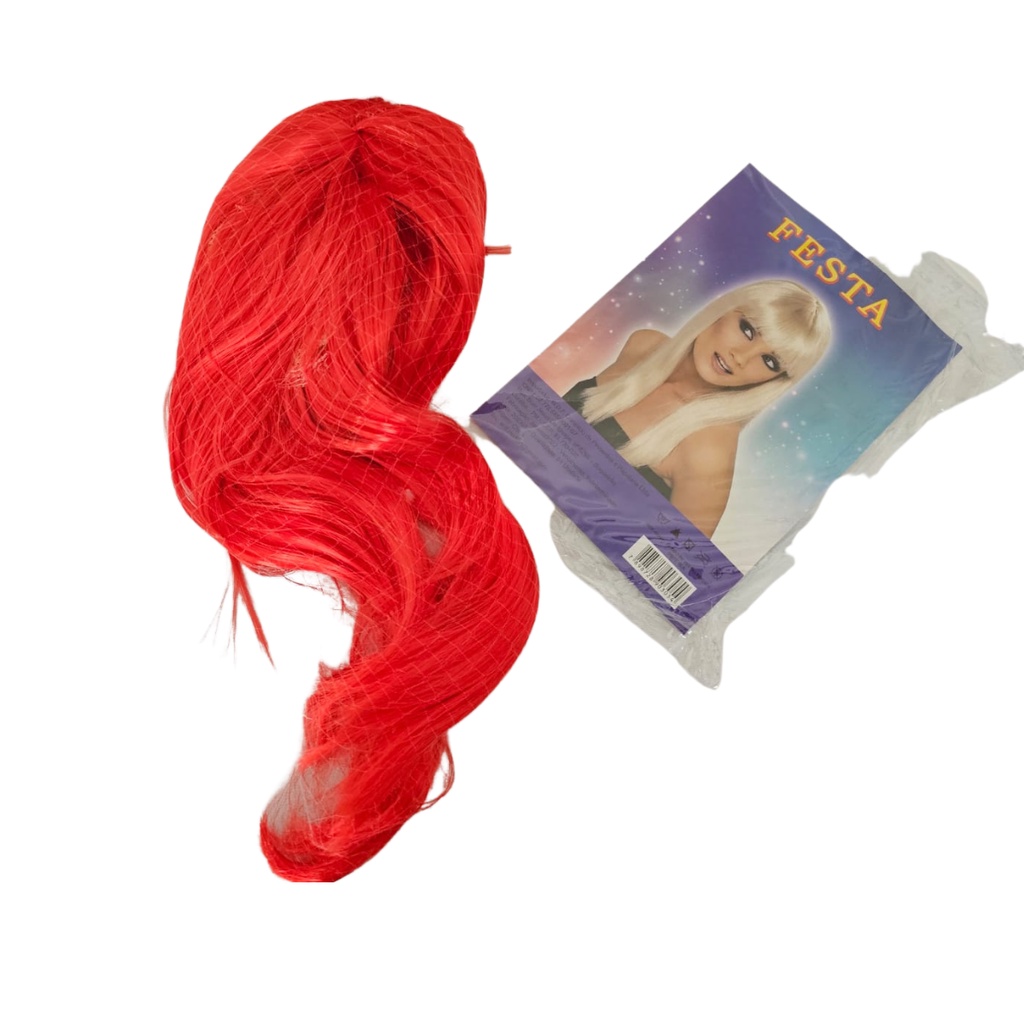 PERUCA LONGA CABELO LISA COSPLAY FESTA 55CM VERMELHA Fantasia, Carnaval, Cosplay, Sintético