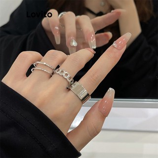 Lovito Anéis Simples para Mulheres LFA03216 (Prateado)