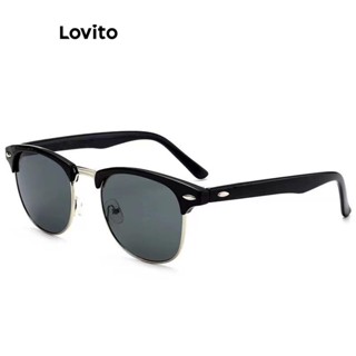 Lovito Óculos De Sol Básicos Lisos Casuais Para Mulheres LNA32298 (Preto)