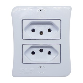 Kit 10 Tomada Dupla 10A 2p+t Sobrepor Com Placa Espelho Externo Branco Bivolt 127v e 250v Linha Viena