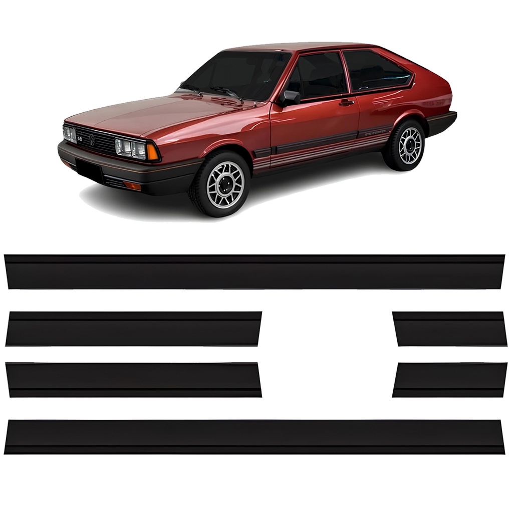 Jogo Friso Lateral Passat Pointer 1984 1985 1986 1987 1988 1989 Preto Modelo Largo