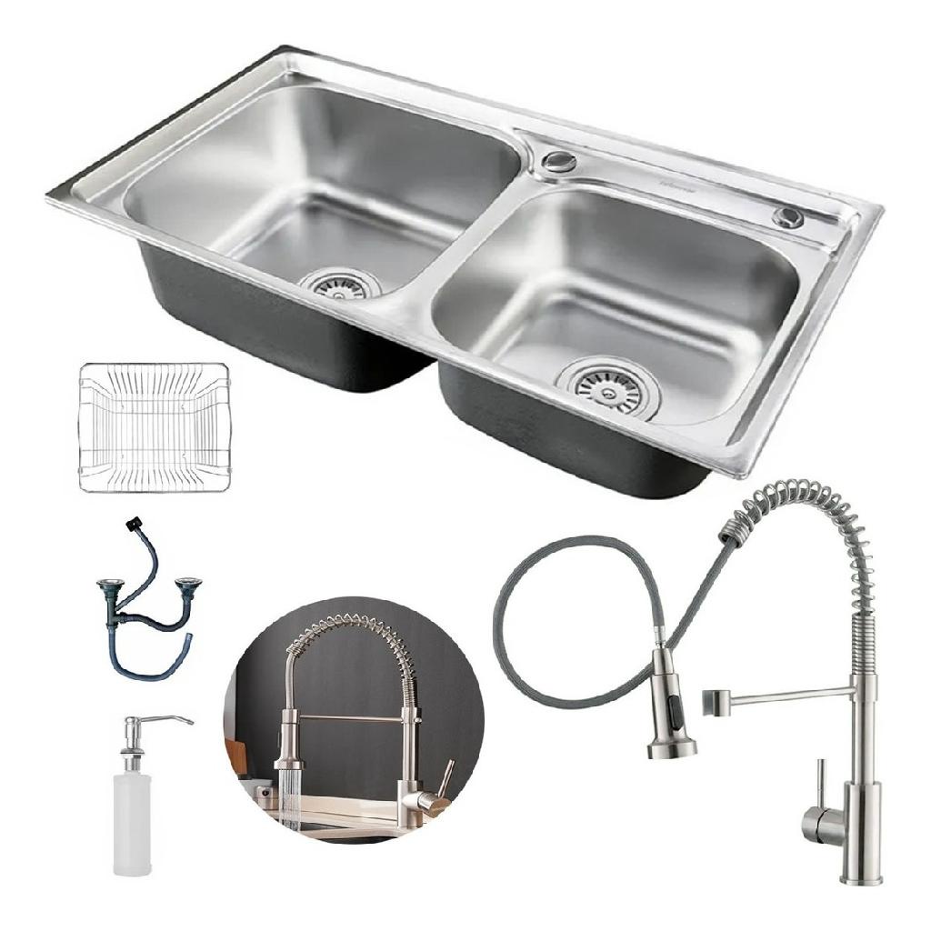 Cuba Dupla Cozinha Gourmet Inox Acessórios Torneira Flexivel
