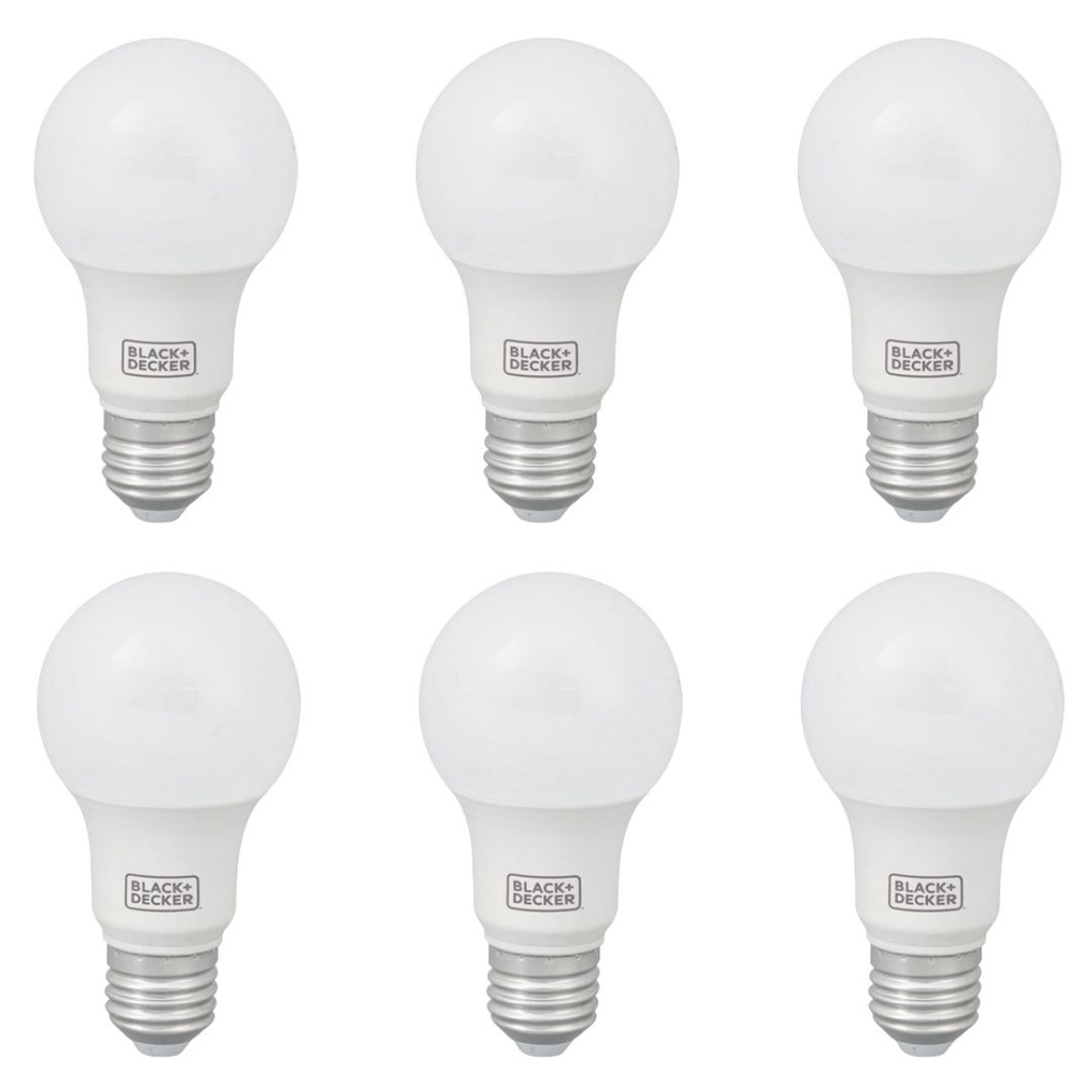 Kit 6 Lâmpada Led Bulbo A60 9W Luz Branca 6500K 1018 lumens Black Decker em Oferta na Shopee