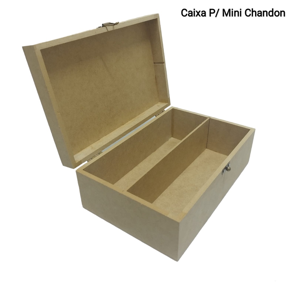 Caixa Em mdf Para Mini Chandon E Taça Com Dobradiça - 9A X 16L X 24C com divisória em Oferta na Shopee