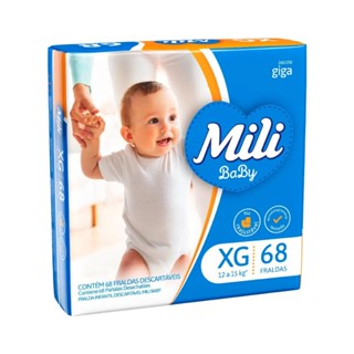 Fralda Mili Baby Ultra Seca Pacote Giga 68un XG - Mili