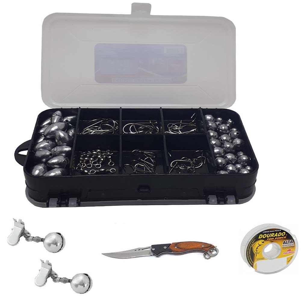 Kit Acessórios Canivete Sino Linha E Estojo com Anzol e Chumbada em Oferta na Shopee