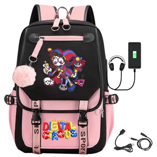 The Amazing Digital Circus Usb Mochila Dos Desenhos Animados Jax Pomni Schoolbag Adolescentes Meninas Laptop Mochila Crianças Grande Capacidade School Bag FNN0