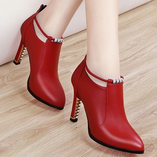 Novos Sapatos De Salto Alto De Outono E Inverno Confortáveis Botas Curtas Femininas De Martin Fino