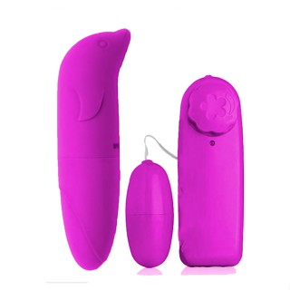 KIT MEU PRIMEIRO VIBRA: Protese Vibrador Golfinho + Vibrador Bullet SEX SHOP