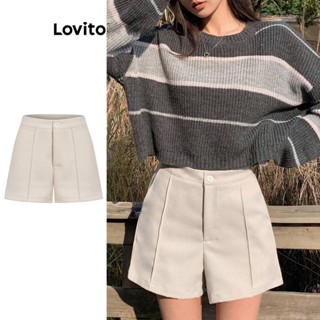 Lovito Casual Shorts Feminino Liso com Enchimento L73AD115
