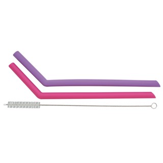 Kit Com 2 Canudos De Silicone Azul Com Limpador Kababy