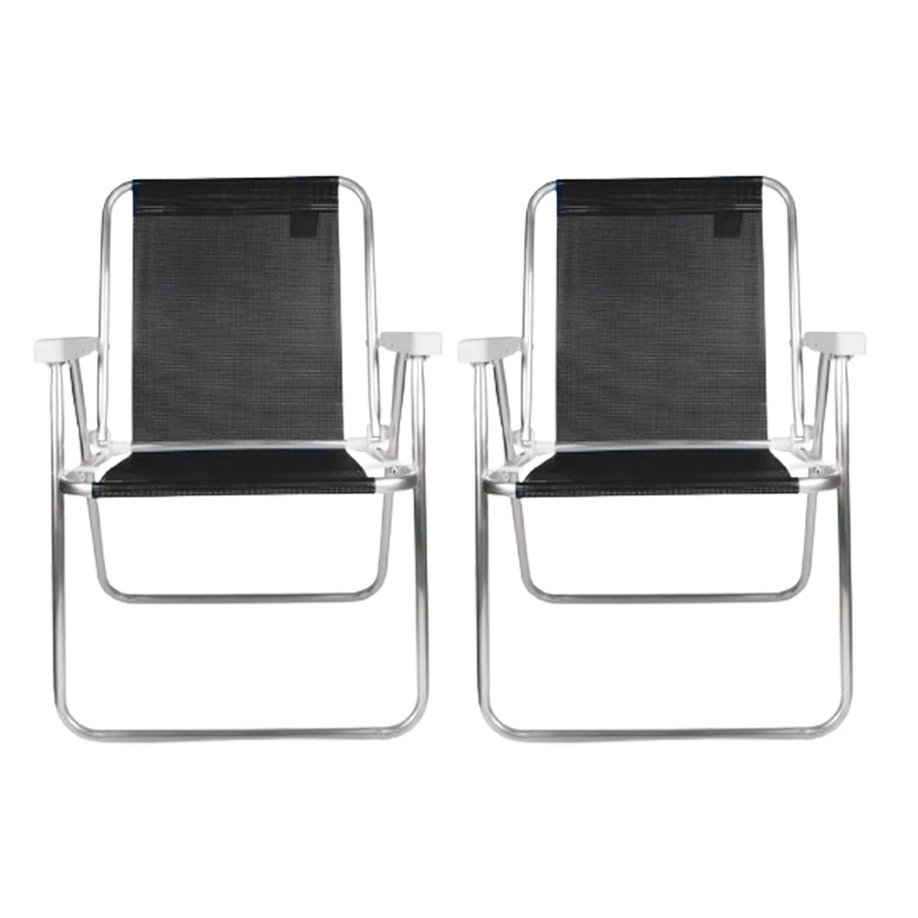 Duas Cadeiras Alta Praia Camping Piscina Verão Bel Preto 71cm Alumínio Confortável Dobrável em Oferta na Shopee