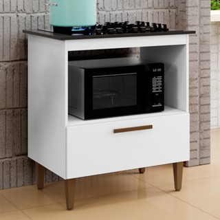 Balcão Cooktop Eliz 1 Porta 5 Bocas Branco Kaiki Móveis