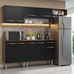 Armário de Cozinha Compacta 229cm Rustic/Preto Emilly Madesa 14